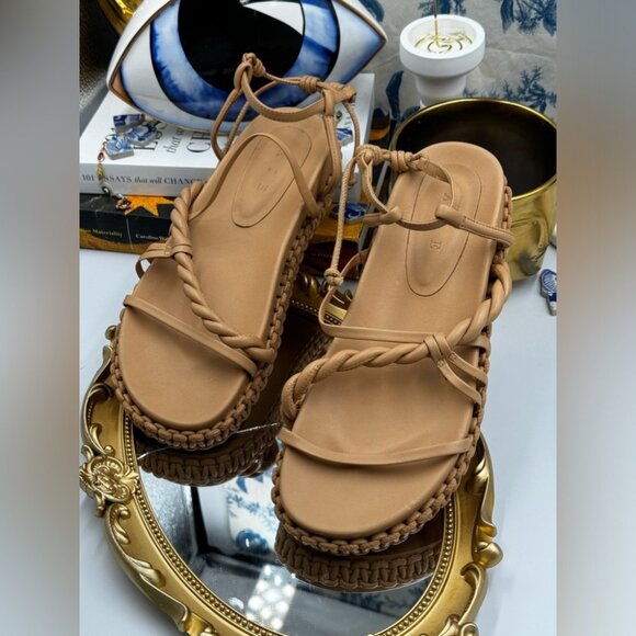 🆕 AJE 🧿 NWOT Tryphena Platform Twist Sandal, Beige - SIZE 38 - Picture 13 of 16